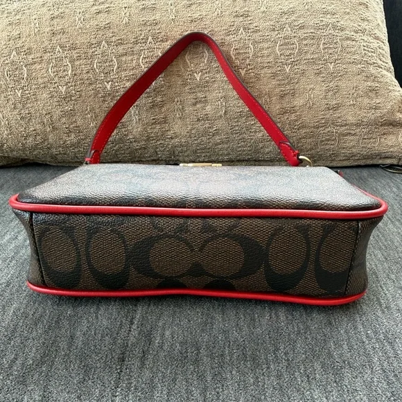 Coach Signature Brown and Red Two Way Wristlet/Handbag - Picture 7 of 14